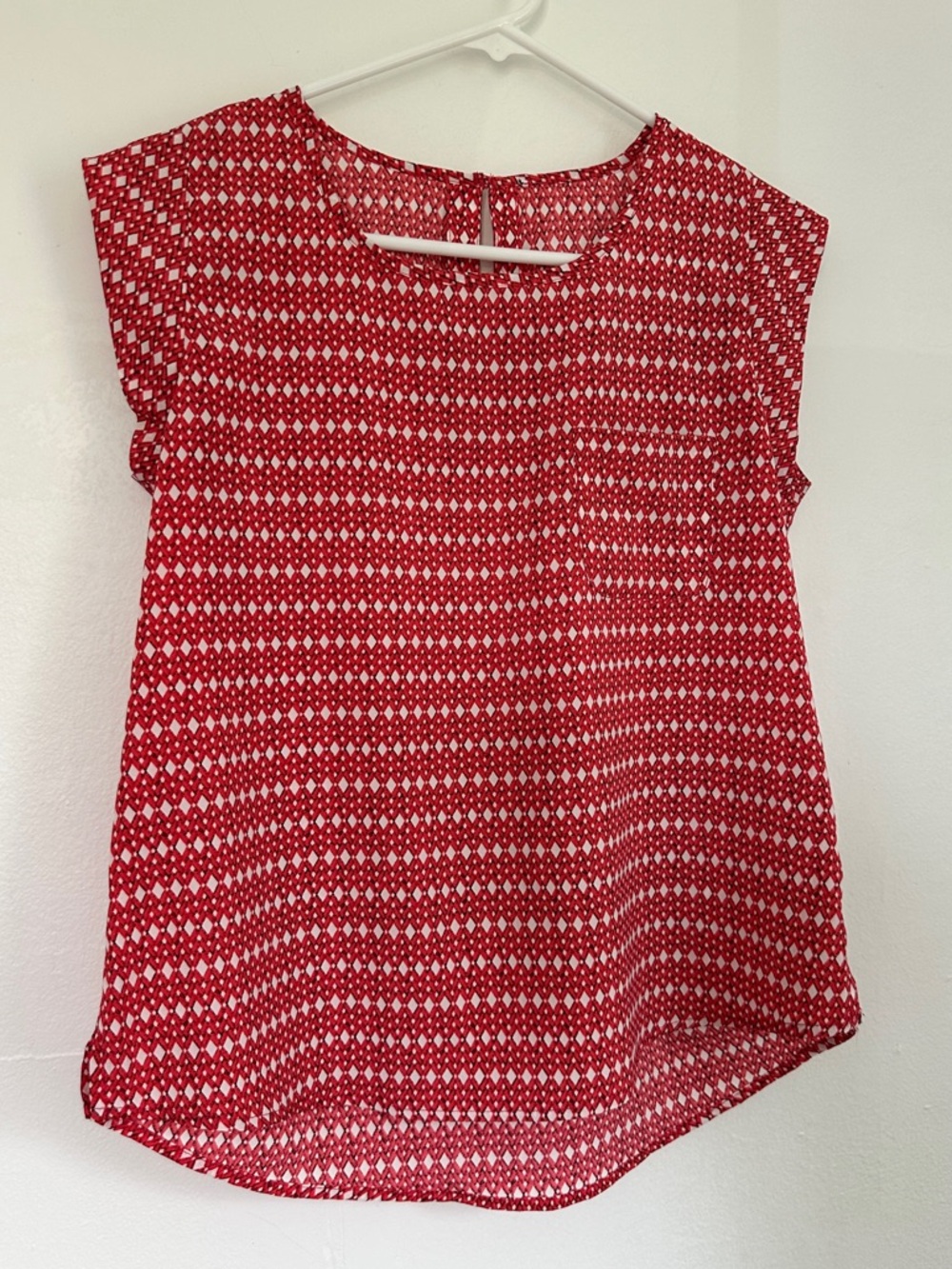 Collective Concepts Red Patterned Short Sleeve Blouse